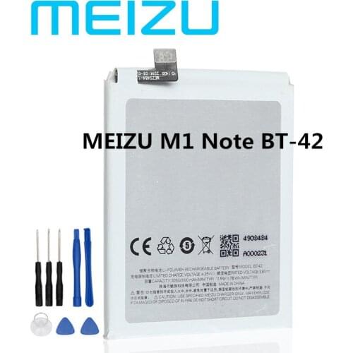 100% MEIZU New Original BT42 Battery 3100mAh Battery For MEIZU M1 Note BT-42 Smart Phone Bateria Batterie Baterij In Stock