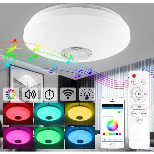Upgrade Bluetooth Music Ceiling Light Smart APP High Sound Quality Speaker Dimmable Modern Flush Mount Ceiling Party Star Lights