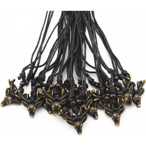 Jewelry Wholesale 12pcs Lovely Faux Bone Christmas Deer Necklace Elk Pendant Choker for Christmas Gift MN523