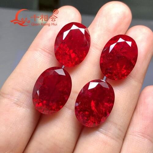 Oval shape natural cut Artificial ruby 5# including minor cracks and inclusions corundum loose gem stone
