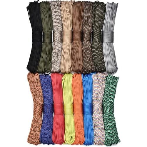 27pcs 550 Paracord Parachute Cord Lanyard 9 Strand Core 100 Ft Rope For Buckle Bracelet Climbing Camping Survival Equipment