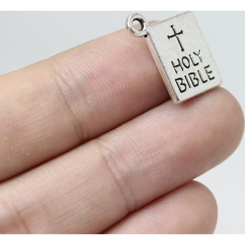 20pcs/17*15mm Antique Silver tone 2sided Holy Bible Charms Pendants for Jewelry Making DIY necklace bracelet earring