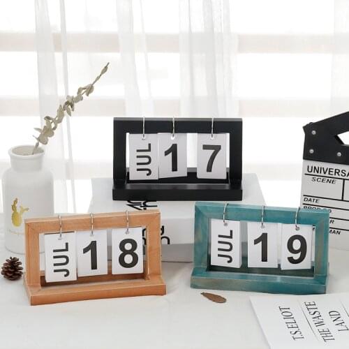 Simple Wooden Desk Calendar Manual Flip Desk Calendar Decoration Decoration Creative Gift Office Decoration Study furnishings