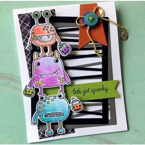 Lets Get Spooky Hug Monster Fang Transparent Clear Silicone Stamp for DIY Scrapbooking/Photo Album Card Making Decorative Stamp