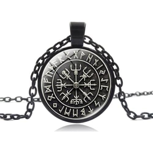 The Most Popular New Vegvisir Viking Pattern Glass Pendant Necklace Best Gift