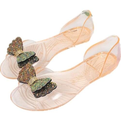 New 2020 Fashion Summer Woman Bowplatform Sandals Flat Transparent Pvc Simple Slippers Casual Womens Shoes Platform Sandals