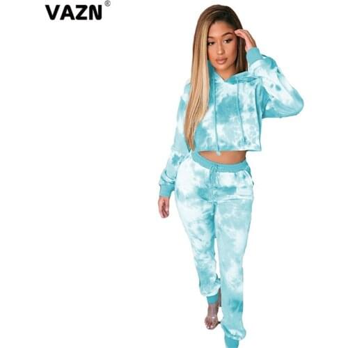 VAZN 2020 Autumn Hot High-end Young Casual Regular Hooded Full Sleeve Top Long Pants Tracksuits Slim Women 2 Pieces Set