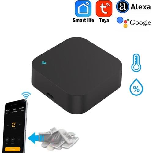 Tuya Smart Life WiFi IR remote control with Temperature and Humidity Sensor Voice Control with Alexa and Google home