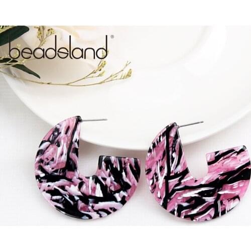 Beadsland Acetic Acrylic Hoop Earrings Neo-Gothic Fashion Irregular Round Design Women Girls Dancing Party Christmas Gift 39297