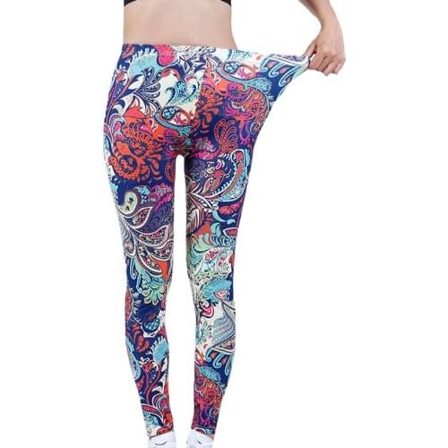 YSDNCHI Spring Summer Womens Fashion Stretch Leggings Colored Flowers Print Pants Slim Skinny Spandex Fitness Leggins Female