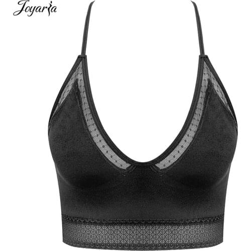 Joyaria Womens Strappy Seamless Bralette Unpadded Racerback Crop Top(for A-C Cups)