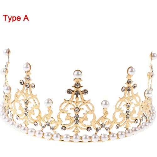 1Pcs Shiny Crystal Princess Crown Wedding Birthday Party Decorations Plastic Crowns Headdress DIY Cakes Decorating Topper Tools