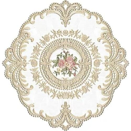 1Pc Round Curtain DIY Sofa Cushion Flower Piece Europe Lace Shooting Props Background Decoration Home Accessories Coaster 28Cm