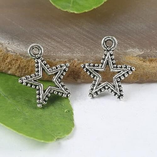 10pcs Tibetan silver color pentagram star Charms H0154
