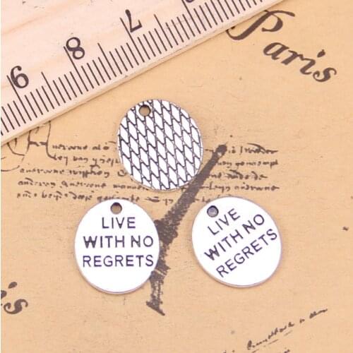 120pcs Jewelry Charms live with no regrets 15x13mm Antique Silver Plated Pendants Making DIY Handmade Tibetan Silver Jewelry