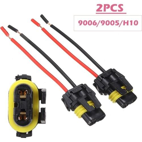 2pcs 9005 9006 9155 HB4 H10 Car Auto Headlight Socket Adapter Wire Harness Extension Plug Connector For Day-time Running Lamp