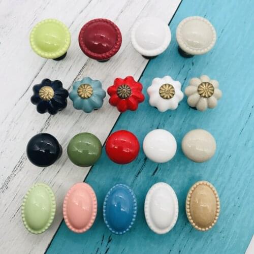 2pcs Colored Ceramic Round Knobs Single Hole Small Pulls for Children Cabinet Knobs Cartoon Drawer Knob Cupboard Knobs Door Pull