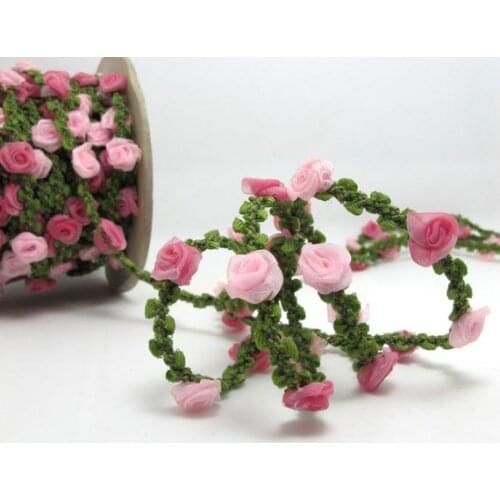 2 Yards Yellow and Orange Rose Buds Woven Rococo Ribbon Trim|Decorative Floral Ribbon|Scrapbook Materials|Clothing|Decor