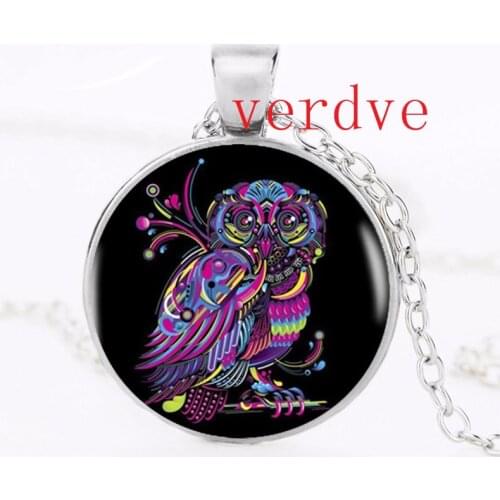 2017 Colorful Owl Pendant Choker Necklace For Women Dress Accessories Hand Craft Jewelry Glass Dome Necklaces
