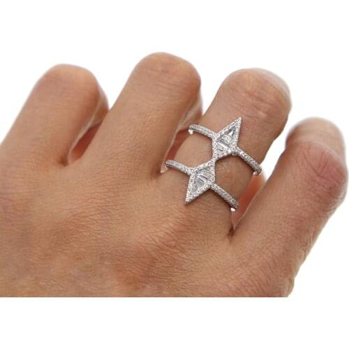 2018 baguette cubic zirconia H Arrow shale luxury sparking bling silver color geometric fashion women finger ring jewelry