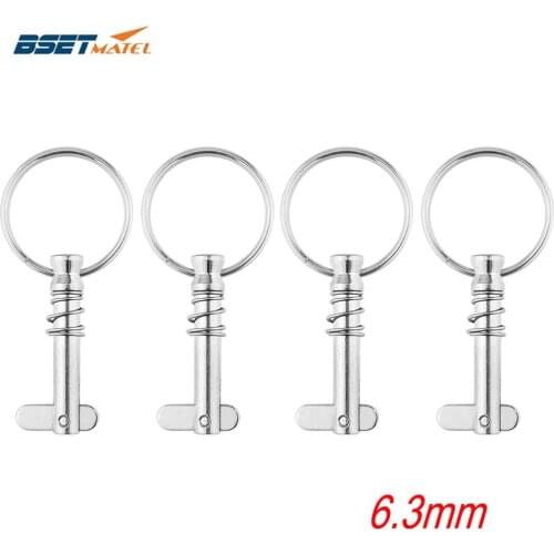 4PCS 6.3*42mm BSET MATEL Marine Grade 1/4 inch Quick Release Pin with Ring for Boat Bimini Top Deck Hinge Marine hardware