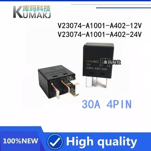 4PCS/lot 100%New Automobile relay V23074-A1001-A402-12V V23074-A1001-A402-24 V23074 A1001 A402 12V 30A 4PIN 12V 24V relay