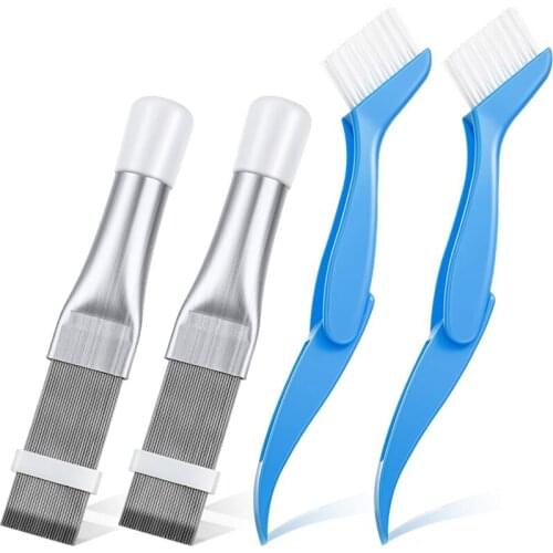 4 Pieces Fin Comb Air Conditioner Fin Cleaner and Brush Condenser Fin Straightener Cleaner Evaporator Radiator Repair Clean Tool