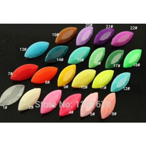 50pcs 7x15mm various colors Acrylic Marquise navette candy Fancy Stone Pointed back Beads No holes For Jewelry Making,Garm