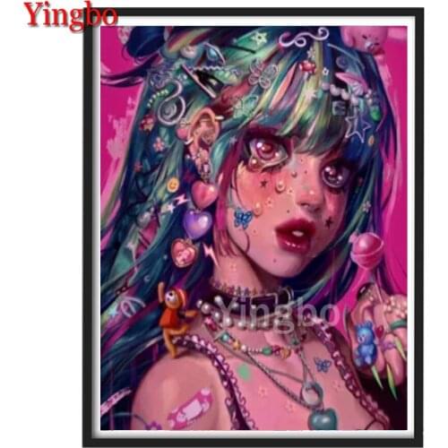 Diy 5d Diamond Painting Cartoon girl Cross Stitch Full Drill Square Diamond Embroidery Picture Of Rhinestone Beaded Crafts
