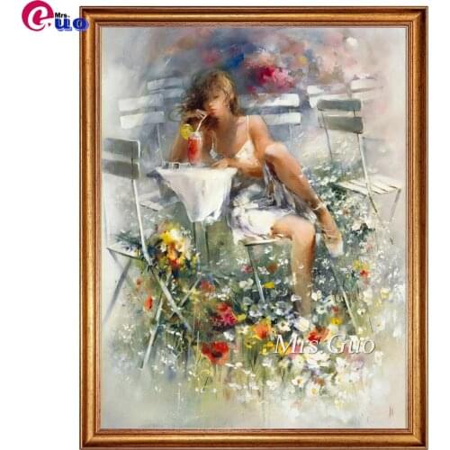 Full Square Round 5D DIY Diamond Painting Golden Summer Beautiful Woman 3D Drill Embroidery Cross Stitch Mosaic Home Decor Gift