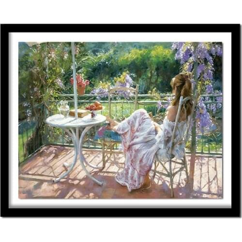 Diamond Embroidery DIY Diamond Painting Cross Stitch Kit Garden girl 5D Needlework Diamond Home Decor CV440