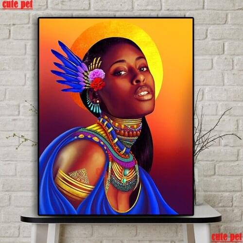 Cute pet diamond painting Black tribal woman diy embroidery cross stitches full drillHome Wall Decor diamond painting wallpaper