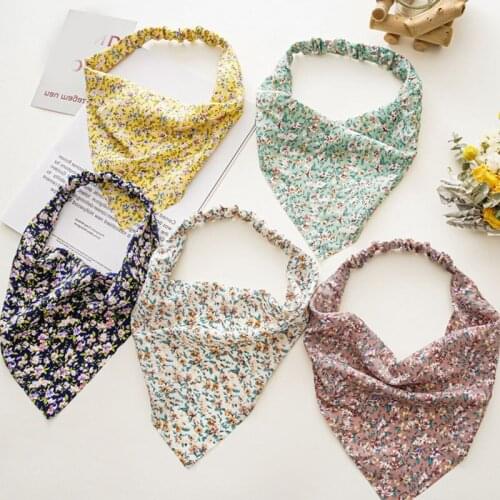 Floral Bandana Triangle hair scarf Elastic Headband Wrap Turban Fashion Headscarf Sweet Hair bands Summer hair accessories New