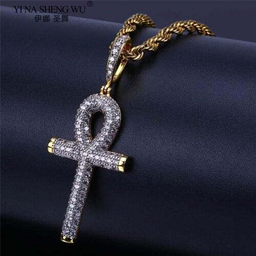 New Fashion Solid Cross Copper Inlaid Zircon Necklaces Mens Women Hip Hop Pendants Necklaces Iced Out Bling Stone Jewelry Gifts