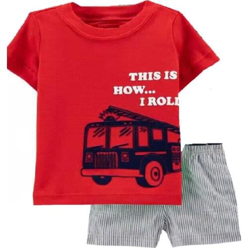 TUONXYE Childrens Fire Truck Pajamas Set Girls Pajamas Cotton Kids Pyjamas Boys Sleepwear Child Night Wear Clothing Suits