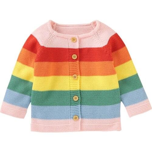 Children Kids Sweater Autumn Baby Girl Cardigan Striped Print Knitted Casual Outerwear Clothes