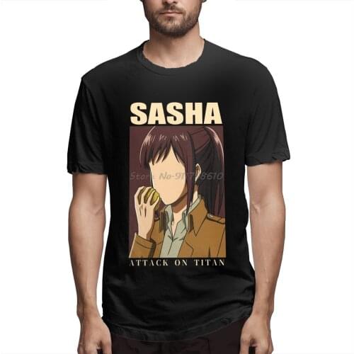 Sasha AOT Attack On Titan T Shirt Big Size Cotton Crewneck Short Sleeve Tshirt Men Cotton Tees Streetwear Harajuku