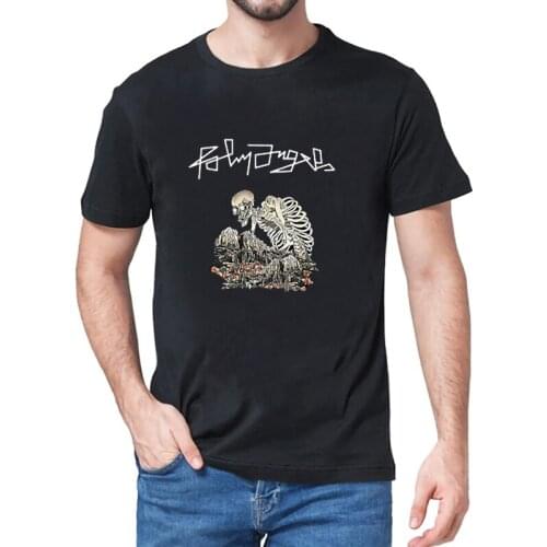 Unique Cat Skull Skeleton Scary T-Shirt Men Cotton Tops T Shirt Kitten Goth Gothic Punk Halloween Tees Streetwear