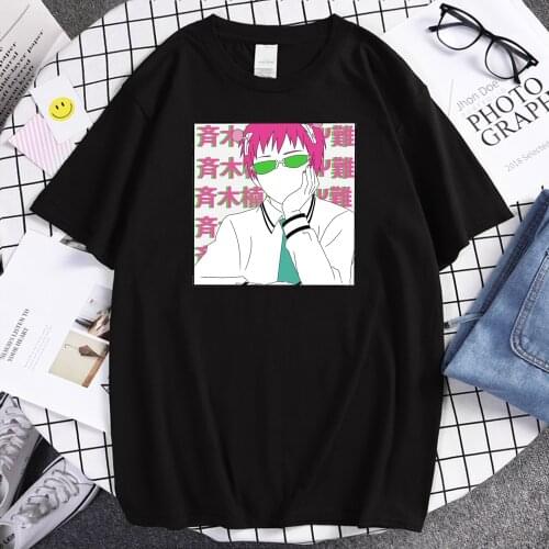 Lovely Saiki Kusuo Tshirts Japan Anime Mens T-Shirts Hip Hop Punk Mens Fashion Clothes Casual Oversize Man Short Sleeve T-Shirt