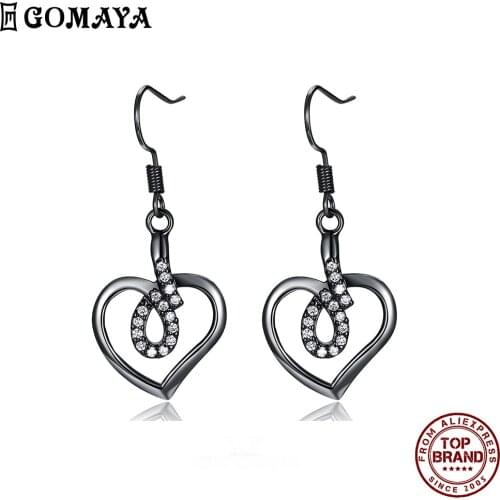 GOMAYA Heart Cross Inlay White Zircon Circle Earring Trendy Drop Earrings For Woman Wedding Party Hot Selling Fashion Jewelry