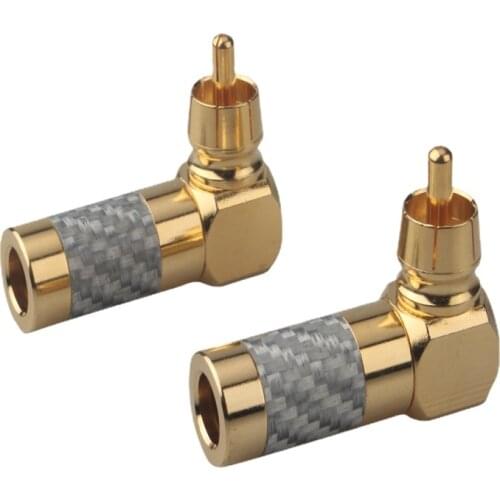 HiFi Audio Adapter Carbon Fiber Pure Copper RCA Plug 7mm Gold-plated Signal Line Lotus Connector