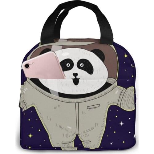 Panda Universe Space Lunch Food Box Bag Fashion Insulated Thermal Food Picnic Lunch Bag for Women kids Men Cooler Tote Bag