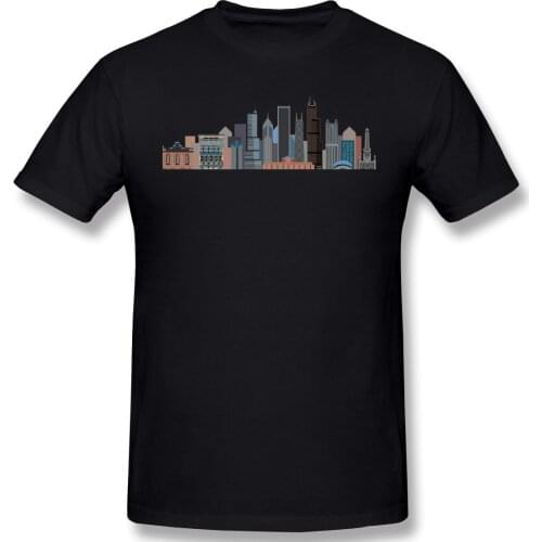 Man Chicago Skyline 2 City, I Love Skyline, Cityscape, Skyline Cat travel Casual Graphic T-shirts