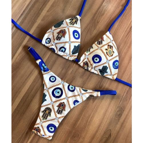 Miyouj Micro Thong Bohemia Bikinis Bandage Adjustable Swimsuit Push Up Swimwear Women 2021 Bikini Set Swimming Biquini