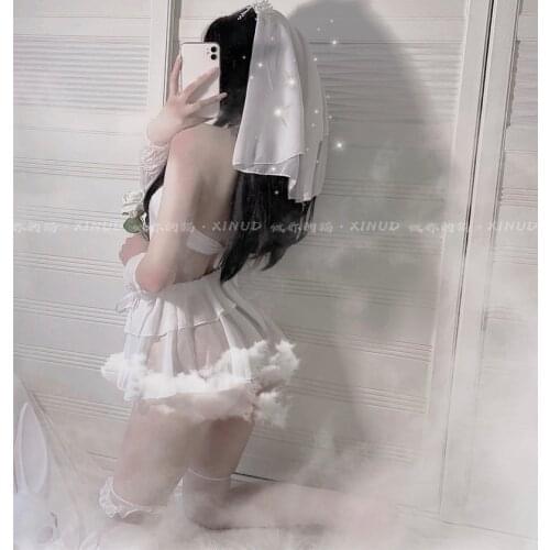 Cute Sexy Underwear Cosplay Costumes for Women Hot Bride Uniform Maid Temptation Porn Bridal Lingerie Lace Cute Wedding Dress