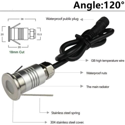 Mini 1W CREE LED Landscape Lighting IP67 Led Paver Light Underground Light DC12V 24V Mini Condensing Ground Lamp Free Shipping