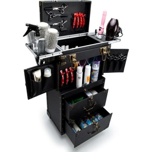 Multi-layer Beauty Tattoo Salons Trolley Cosmetic Luggage Large Professional Hairdressing Trolley Suitcase Travel Makeup Toolbox