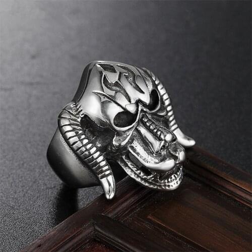 Dog Head Mens Stainless Steel Ring Cool Mens Punk Party Ring
