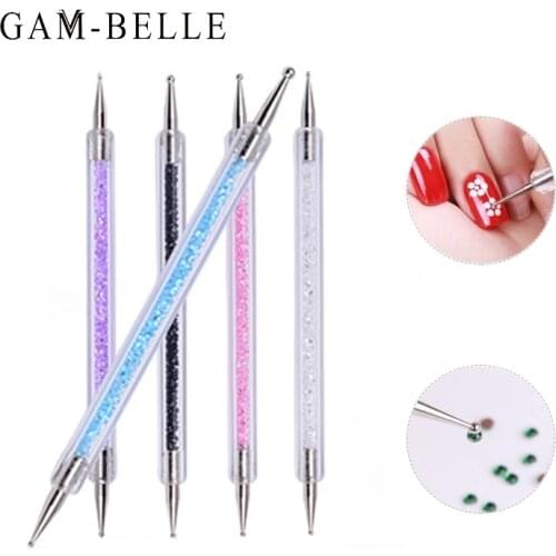 GAM-BELLE 5 Pcs/Set Nail Art Dotting Pen 2 Way Rhinestone Crystal Picking Tools Nail Art Decoration Manicure Salon Tools Kit