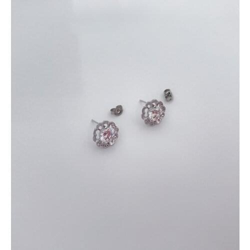Beste Fook Fashion Classic Fashion Wind Silver Ear Nails Delicate Courtship Zircon Ear Nails Noble Blooming Charm Ear Nails